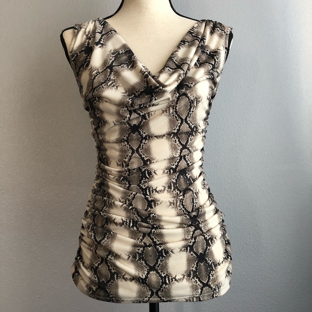 XOXO Python Print Ruched Blouse